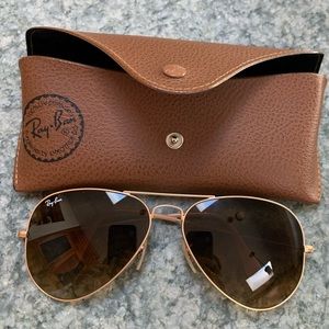 Ray-Ban aviators gold and brown, large with case